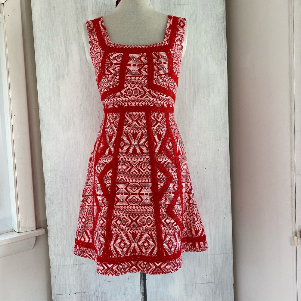 MAEVE  NEW red white cotton stretch dress